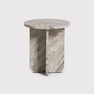 Meilleures ventes - Table basse en marbre travertin minimaliste - Table basse ronde moderne pour salon - Meubles décoratifs - Design artisanal - Product Image 1