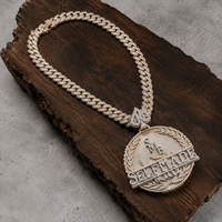 Pendentif médaillon Hip Hop personnalisé fait main, ensemble chaîne cubaine Miami, micro-pavé Moissanite, plaqué or, argent 925, bijoux de luxe