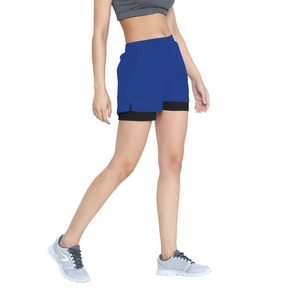 Shorts de sport personnalisés pour femmes, taille mi-haute, sans coutures, effet froncé, respirants, anti-transpiration, séchage rapide, 100% polyester, grandes tailles, OEM - Product Image 2