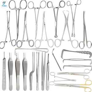 Ensemble de chirurgie de la hernie en acier inoxydable FIDA, 61 pièces, pour herniorraphie générale, appendicectomie ventrale majeure, instruments chirurgicaux réutilisables - Product Image 1