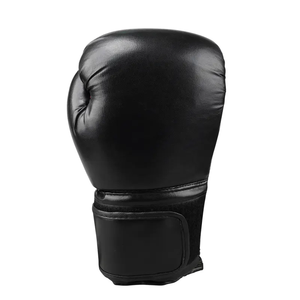 Gants de boxe en cuir PU noir 12 oz, gants d'entraînement respirants avec sangle de poignet en velcro pour adultes - Product Image 2