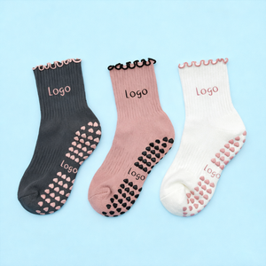 Premium Women <b>Thick</b> Crew Socks with Red Bow Heart Embroidery Grip Dots Cuff & Body Detail Cotton Knitted Daily Use Summer Style - Product Image 2