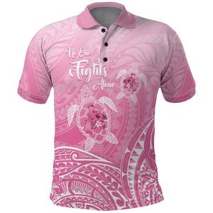 <b>Think</b> Pink Polynesian Floral Print Men's Short Sleeve Polo Shirt Regular Fit 100% Polyester Casual Wear - Product Image 1