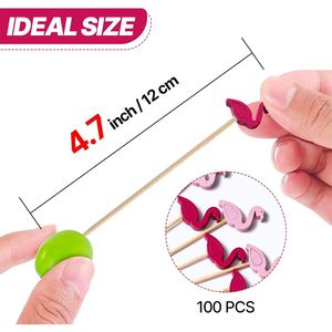 Stuzzicadenti Decorativi Fatti a Mano in Bambù da 100 Pezzi, 4.7 Pollici, con Decorazione Fenicottero - Product Image 3