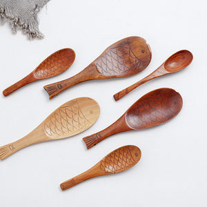 Creative Multifunctional Home Kitchen Utensils Non-Stick Fish Shaped <b>Spoon</b> Tableware Hand-<b>Carved</b> Wooden Rice Paddle - Product Image 6