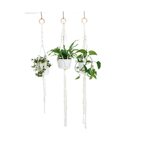 Porte-plante en macramé avec logo personnalisé, panier suspendu pour plantes d'intérieur et d'extérieur, corde en coton, porte-plante en macramé pour décoration murale - Product Image 6