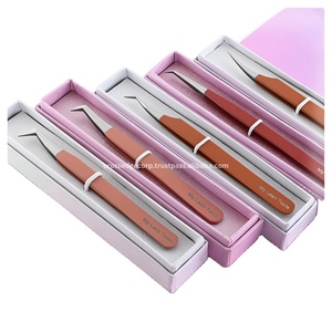 แหนบต่อขนตาปลอมสีนู้ดแหนบ90องศาสำหรับต่อขนตาคุดสแตนเลส - Product Image 1