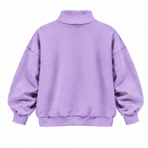 Sweat-shirt unisexe ample à col montant en maille lourde, imprimé personnalisé, style streetwear décontracté, hiver, couleur lilas - Product Image 2