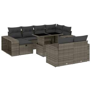 Conjunto de Sofás Modulares de Ratán Gris para Jardín, 10 Plazas, Muebles de Exterior Contemporáneos Resistentes a la Intemperie - Product Image 4