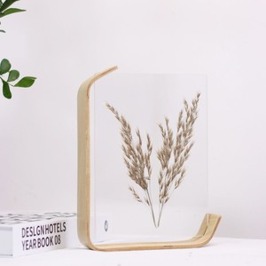Superlative Quality Minimalist Wooden Photo <b>Frame</b> Rectangular Vertical Tabletop Handmade Clear Glass Insert - Product Image 3