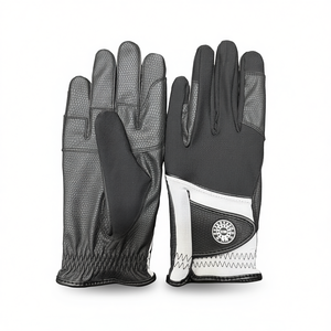 Gants d'équitation unisexes d'été antidérapants en cuir synthétique respirant avec paume en tissu extensible et silicone imprimé pour l'extérieur - Product Image 2