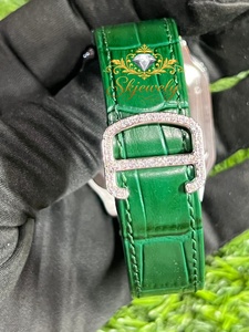 Green Moissanite Mechanical Watch Stainless Steel Square Dial Sapphire Crystal Unisex Luxury <b>Wristwatch</b> - Product Image 4