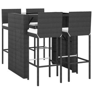 Ensemble de bar de jardin noir avec coussins crème comprenant table et chaises - Product Image 3