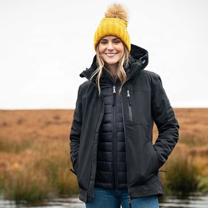 Chaqueta Softshell con Capucha para Mujer, Sólida, Transpirable, Cortavientos, Impermeable, Forro Polar, Cremallera, Moda de Invierno para Exteriores, Lluvia - Product Image 4