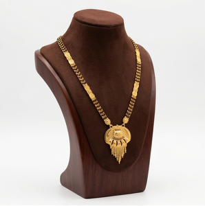 Divyoro 24K Gold Plated Ethnic Tassel Pendant Necklace Women's Wedding Jewelry <b>Copper</b> Alloy <b>Chain</b> Beaded Design Mangalsutra - Product Image 1