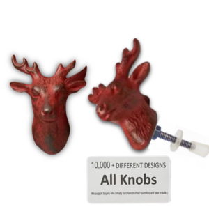 Ba Red Reindeer Shape Cast Iron Modern Kitchen Cabinet Knobs for Dresser <b>Wardrobe</b> Rustic Furniture Handle Easy Installation - Product Image 4