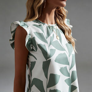 Robe décontractée unie à volants et manches courtes pour femme, coupe ample et mini, idéale pour les vacances à la plage – Grande Vente Printemps - Product Image 2