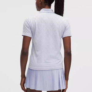 Chemise blanche à manches courtes pour femme, motif floral, respirante, longueur normale, tissu tricoté, nylon, élasthanne, imprimé numérique - Product Image 3