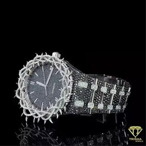 Montre de luxe entièrement sertie de diamants, lunette à pointes, diamants Moissanite VVS en argent sterling 925, automatique, pour homme, style Hip Hop - Product Image 2
