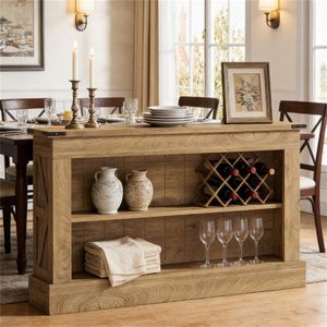 Table console longue à double niveau avec espace de rangement pour entrées ou canapés - Product Image 2