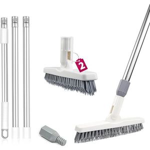 2 Pack Swivel V-Shape Grout Scrub <b>Brush</b> Long <b>Extendable</b> Handle for <b>Cleaning</b> Tile Floors in Bathroom or Kitchen - Product Image 1