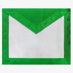 Scottish Rite AASR 5th Degree elegant <b>apron</b> plain <b>white</b> Leather green trim ceremonial regalia symbolic apparel - Product Image 3