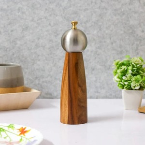เครื่องบดเครื่องเทศไม้พร้อมฝาสแตนเลส ปรับความละเอียดได้ด้วยมือ สำหรับสมุนไพรและเครื่องเทศ - Product Image 1