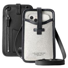 Étui bandoulière en cuir véritable long avec fermeture éclair, emplacements pour cartes, dragonne et chaîne d'épaule - Sac à main multifonctionnel pour téléphone - Product Image 4