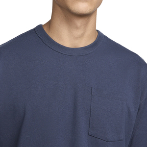 Men's <b>Navy</b> Blue Cotton T-Shirt O-Neck Short Sleeve Regular Fit Solid Color Casual Jersey Knit Blank Design - Product Image 4