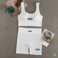 Nouvel ensemble de yoga unisexe sans couture pour bébés et tout-petits 2026 – Tenue de fitness sexy avec soutien-gorge de sport décolleté en V profond et short 100 % nylon anti-plis