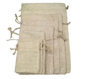 High Quality Jute Hessian Drawstring Gunny Sack Bag for Gift Jewelry Cocoa Beans Pouches