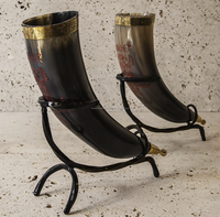 Support de corne de buffle poli artisanal, écologique, thème marin viking, pour décoration intérieure, personnalisable