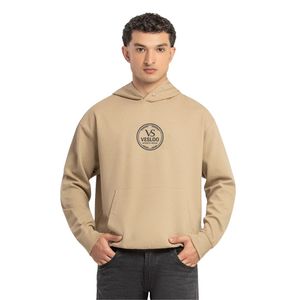 Sweat à capuche brodé pour homme, coupe classique, couleur beige, décontracté, manches longues, en mélange de coton, style streetwear, OEM ODM - Product Image 3