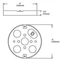 Boîte de jonction électrique 56111 en acier galvanisé de 1/2 po de profondeur, en acier étiré, pour plafond, ronde, peu profonde, type pancake, en métal, de 4 po