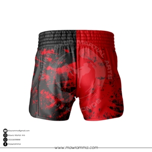 Shorts de Muay Thai pour hommes MAWRA, imprimé rouge et noir, taille haute, séchage rapide, shorts sportifs, taille élastique, impression par sublimation, short thaïlandais - Product Image 6