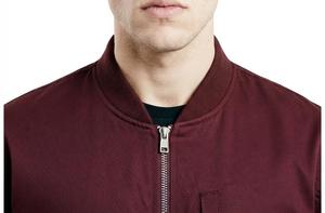 Chaqueta Bomber Marrón para Hombre, Color Sólido, Cierre de Cremallera, Bolsillos Frontales, Cuello Alto Informal, Corte Regular, Ropa de Otoño - Product Image 5