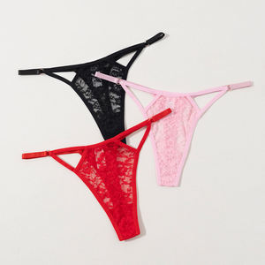 SPINE CRAFT Sexy Style Women Low-Rise Thongs Lace Design G-String Belt Red for Black Color Breathable Underwear <b>Panties</b> <b>Ladies</b> - Product Image 6