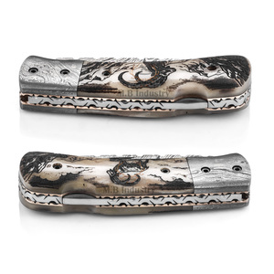 Cuchillo Plegable de Acero de Damasco de Grado Industrial OEM con Hoja Recta y Empuñadura de Pulgar, 19 cm de Longitud Total, 0.5 mm de Grosor - Product Image 3
