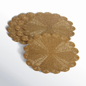 Set de table rond artisanal en perles d'ivoire, décoration de table de luxe pour mariages, fêtes et événements, set de table élégant à fleurs et perles. - Product Image 2