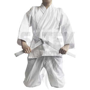 Ensemble d'uniformes de karaté pour adultes de haute qualité à manches longues avec logo frontal en polyester/coton, séchage rapide et respirant pour les sports d'arts martiaux - Product Image 4