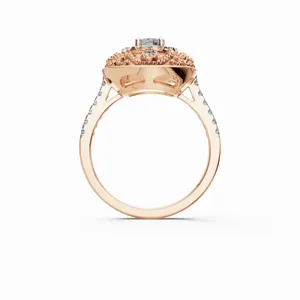 Anillo de Diamante Cultivado en Laboratorio Vintage con Halo Ornamentado en Forma Redonda, Oro Rosa, 33 Piezas, Certificado IGI, Claridad VVS, Lujoso para Mujer - Product Image 4