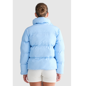 Chaqueta Acolchada con Capucha Azul Claro para Hombre, Ropa de Invierno Informal, Cortavientos, Color Sólido, Cierre de Cremallera, Largo Corto - Product Image 3