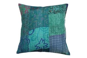 Funda de cojín Kantha de retazos Sari de seda funda de cojín Kantha decorativa de almohada Bohemia - Product Image 3