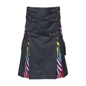 Faldas Kilts Híbridas de Material Sólido - Acrílico y Lana, Corte Regular con Frente Caído, Cintura Imperio, Color Negro, Estilo Casual, Lana Lavada - Product Image 1