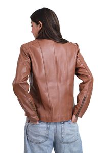 Women's Leather Jacket Gym <b>Coat</b> Embroidered Active Jacket <b>Top</b> for Girls Motorcycle Jacket Cool Stylish Autumn - Product Image 3