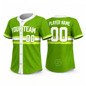 High Quality Men's Custom Baseball Jersey Shirts Polyester Button <b>Down</b> Breathable Teamwear Sports Baseball Jersey - Product Image 1