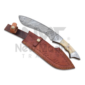 Cuchillo de Caza Hecho a Mano de Acero Inoxidable de Grado Industrial, Hoja Recta con Punta de Clip, Cuchillos Personalizables con Funda de Cuero - Product Image 1