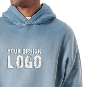 Customized Embroidered Winter Low MOQ Cotton No Drawstring Oversized <b>Men's</b> Hoodie Outdoor Casual Drop Shoulder Loose Heavyweight - Product Image 5