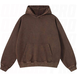 Sudadera con Capucha Personalizada Estilo Urbano Vintage, Lavado Ácido, Corte Cuadrado, con Bolsillos, Adornos de Pedrería, Perlas y Piedras en Forma de X, Premium - Product Image 1