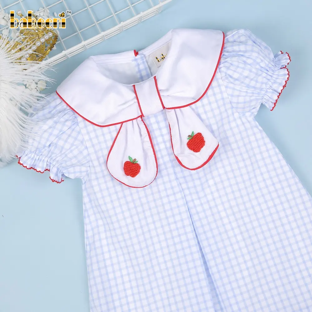 Apple crochet baby girl dress ODM OEM wholesale smocked girl dress high quality - BB2766